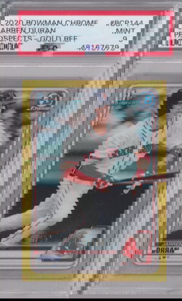 2020 Bowman Chrome Jarren Duran Gold Refractor 23/50 Red Sox Ref PSA 9 Mint!