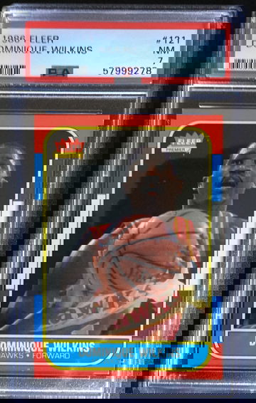 1986 Fleer Dominique Wilkins #121 RC HOF PSA-7NM