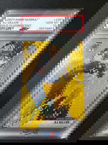 2020 Mosaic AJ Dillon Gold Fluorescent /20 Packers #226 PSA 10