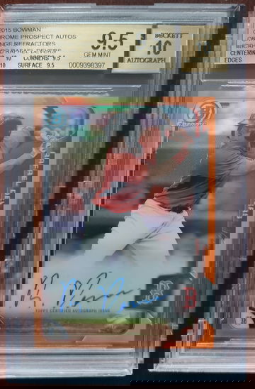 2015 Bowman Chrome Auto Orange Rafael Devers 