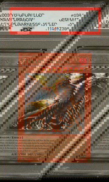 2003 Yu-Gi-Oh Legacy of Darkness 1st Edition Tyrant Dragon Ur #LOD34 PSA 10