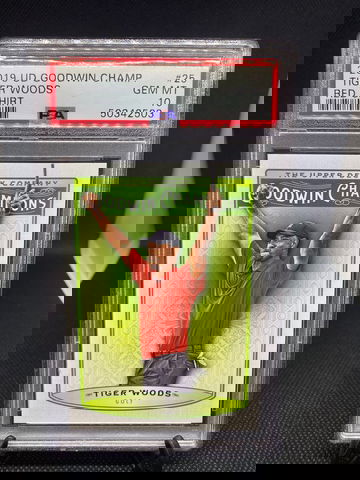 2019 UD Goodwin Champ. Tiger Woods Red Shirt #25 PSA 10