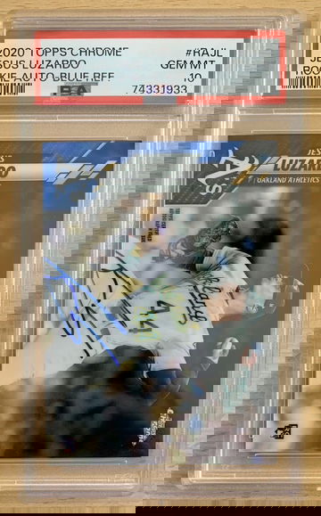 Jesus Luzardo 2020 Topps Chrome RC Auto True Blue Refractor /150 Rookie PSA 10