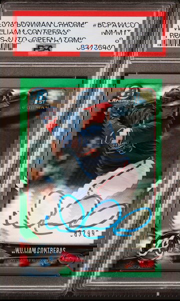 2018 Bowman Chrome William Contreras Pros Auto Green Atomic