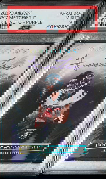 2022 Origins Rookie Autographs John Metchie III Purple #13/17 - PSA 9