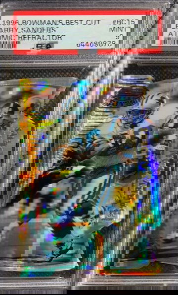 1996 Barry Sanders Bowman's Best Cut Atomic Refractor #BC15 PSA 9 MINT HOF Rare  Pop 13