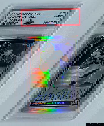 2021 Donruss Optic Javonte Williams Holo Auto /125 PSA 9