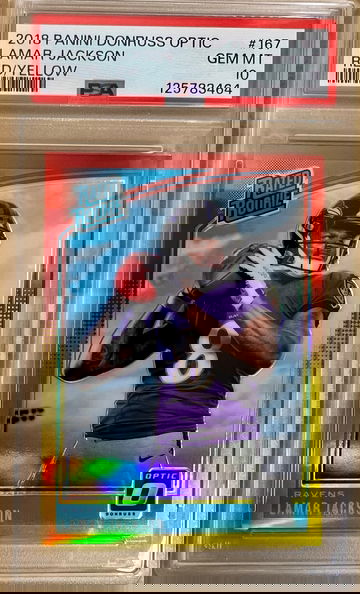 201 Panini Donruss Optic Lamar Jackson Rated Rookie RED/YELLOW
