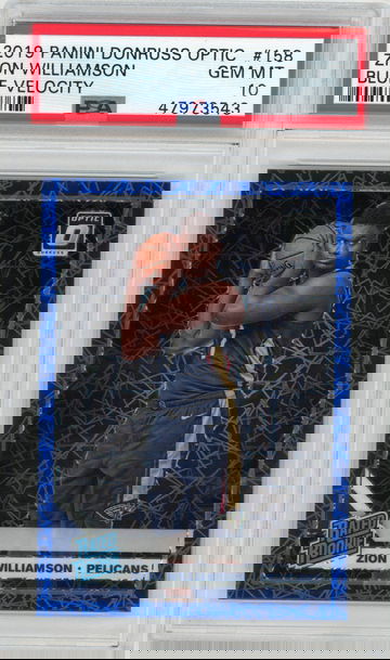 2019 Panini Donruss Optic Zion Williamson Blue Velocity RC #158 PSA 10 GEM MINT