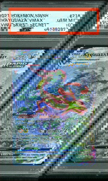 2021 Pokemon Sword and Shield Evolving Skies Secret Rare Rayquaza Vmax #218 PSA 10