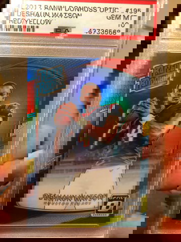 Deshaun Watson 2017 Optic Yellow, Red Holo PSA 10