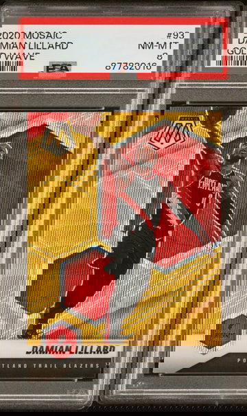 2020 Panini Mosaic Gold Wave Damian Lillard #93 PSA 8