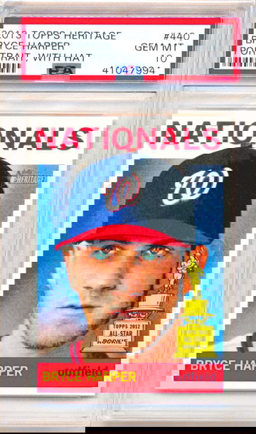 2013 TOPPS HERITAGE #440 BRYCE HARPER PORTRAIT WITH HAT PSA 10