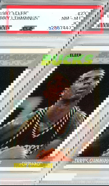1987 FLEER TERRY CUMMINGS #23 MILWAUKEE BUCKS PSA 8 NM-MT