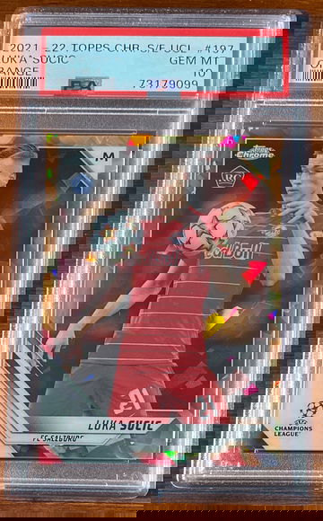 2021-22 Topps Chrome Sapphire Edition UEFA Champions League Luka Sucic Orange /50 PSA 10