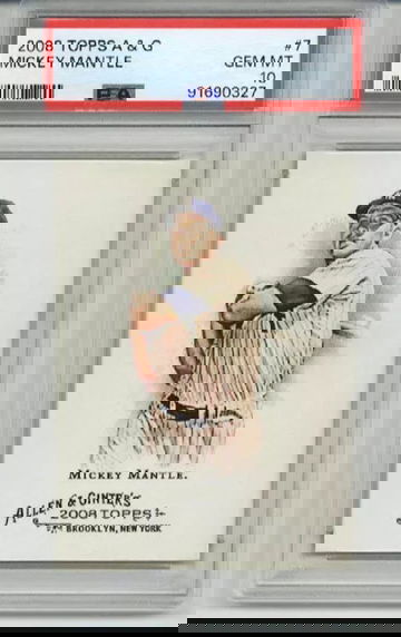 2008 TOPPS ALLEN & GINTER #7 MICKEY MANTLE CARD NEW YORK YANKEES PSA 10