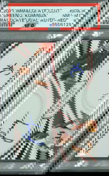 2021 Panini Immaculate Jalen Green Jonathan Kuminga Dual RC Red on card Auto 2/6 PSA 8 NM-MT