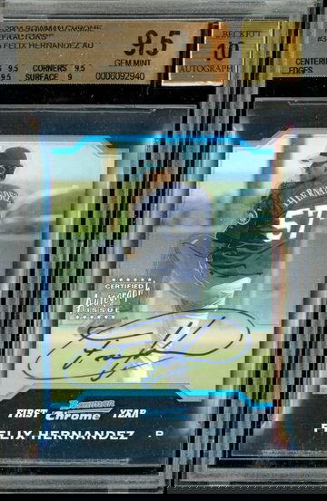 FELIX HERNANDEZ 2004 BOWMAN CHROME REFRACTOR AUTO BGS 9.5/10 #345 AUTOGRAPH 1ST