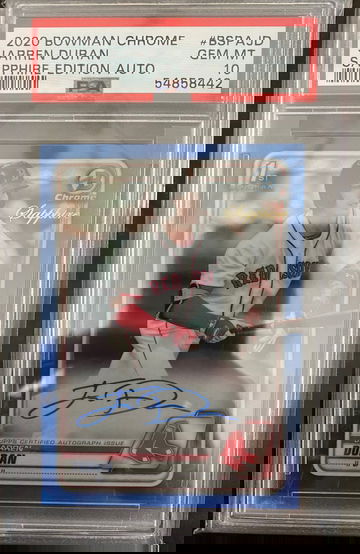 JARREN DURAN 2020 BOWMAN CHROME SAPPHIRE AUTO PSA 10 GEM MINT