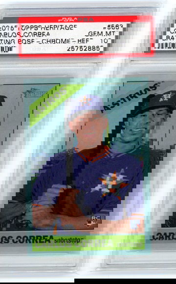 2015 Topps Heritage #563 Carlos Correa Batting Pose-Chrome-Refractor PSA 10 GEM MINT!