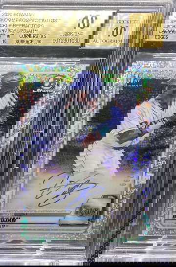 2020 Bowman Chrome Vidal Brujan Speckle Refractor Auto /299 BGS 10 Pristine, one 9.5 away from Black Label