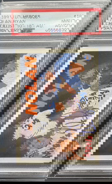 1991 upper deck heroes Nolan Ryan PSA 9 auto 9 