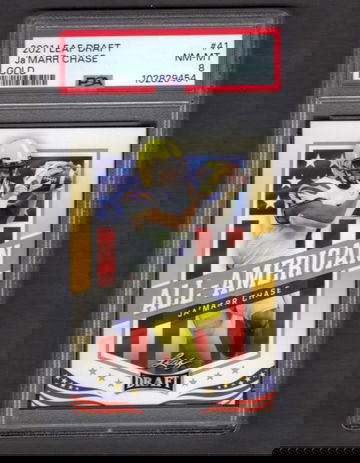 2021 Leaf Draft Gold #41 JaMarr Chase PSA 8 RC Rookie Bengals