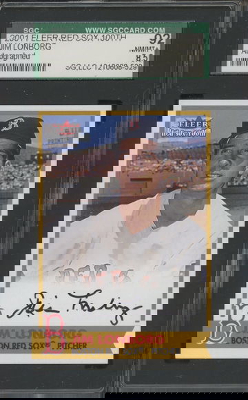 2001 Fleer Red Sox 100th Autographed Jim Lonborg SGC 92 NM/MT+ 8.5