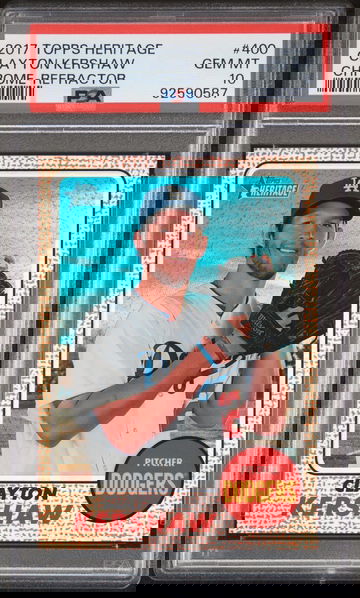 2017 TOPPS CLAYTON KERSHAW HERITAGE CHROME-REFRACTOR #400 PSA 10 BL.D1.33