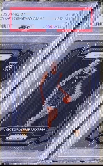 2023-24 PANINI PRIZM #136 VICTOR WEMBANYAMA PRIZM ROOKIE BASE SPURS RC PSA 10
