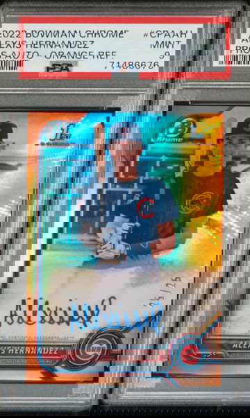 2022 BOWMAN CHROME PROSPECT AUTOGRAPHS ALEXIS HERNANDEZ #CPAAH PROS.AUTO-ORANGE REF. PSA 9