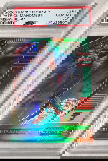 2020 PANINI PRIZM DP #81 PATRICK  MAHOMES  II GRN PRZM  GEM MT 10 ,POP1 PSA
