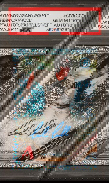 CORBIN CARROLL 2019 Bowman Chrome Auto SPARKLE REFRACTOR/71 PSA 10 Rookie Card