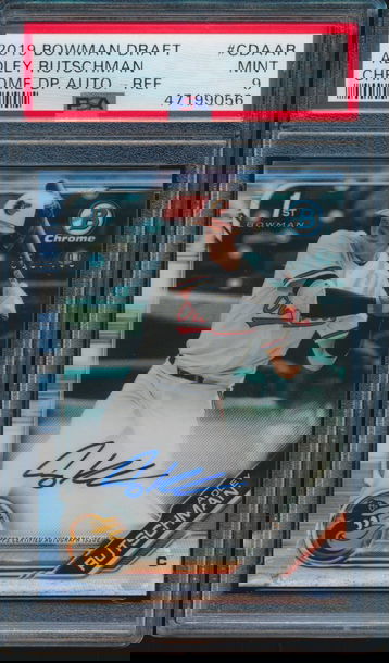 ADLEY RUTSCHMAN AUTO 2019 Bowman Chrome Autograph REFRACTOR #/499 RC PSA 9 MINT