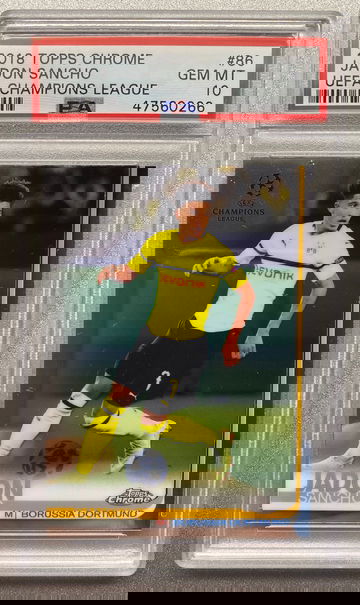 JADON SANCHO 2018 TOPPS CHROME ROOKIE PSA 10 GEM MINT