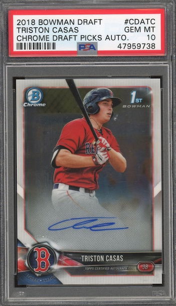 2018 bowman chrome auto Triston Casas PSA 10
