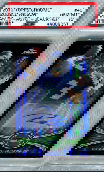 2012 Topps Chrome Russell Wilson auto black refractor /25 PSA 10