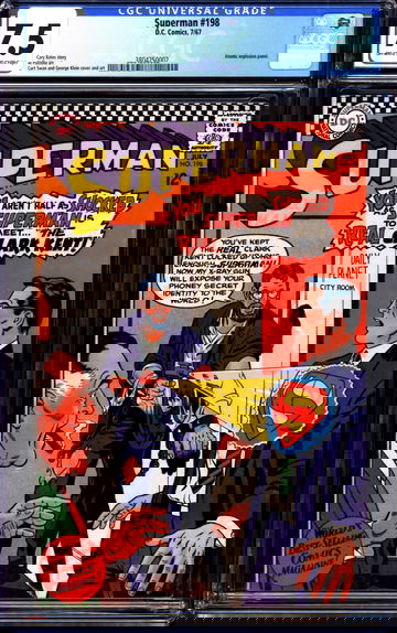 Superman #198 (1967) CGC 7.5 -- O/w to white pages; Identity reveal cover