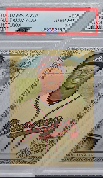 2019 TOPPS A&G #25 RONALD ACUNA JR. GOLD HOT BOX PSA 10