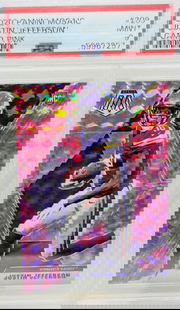 2020 Panini Mosaic Justin Jefferson #209 PSA 9 Camo Pink Rookie RC