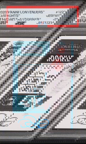 JALEN HURTS PSA 10 2020 PANINI CONTENDERS 122 ROOKIE TICKET TEAM HELMET