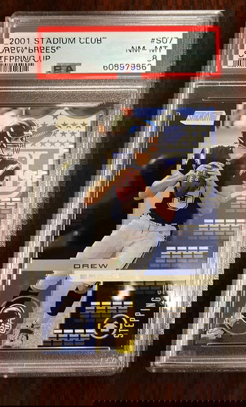 2001 Stadium Club Stepping Up Drew Brees PSA 8 