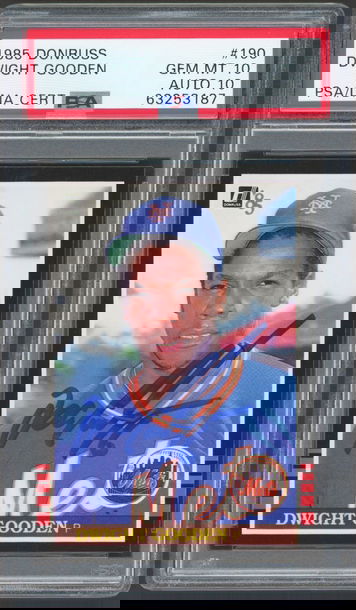 1985 DONRUSS #190 DWIGHT GOODEN RC PSA 10 | AUTO 10 WITH '16 INSCRIPTION