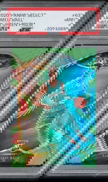 2020 Panini Select LaMelo Ball Neon Green Prizm /75 #63 PSA Mint 9 Hornets