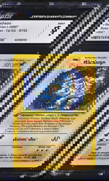 1999 Pokémon Base Set 1st Edition Machamp #8/102 Holo CGC 9