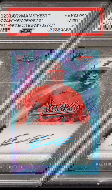 2023 Bowman's Best Astral Projections Autographs Gunnar Henderson #APAGH /99 PSA 9