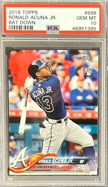 2018 Topps Ronald Acuna Jr Rare Bat Down RC Variation
