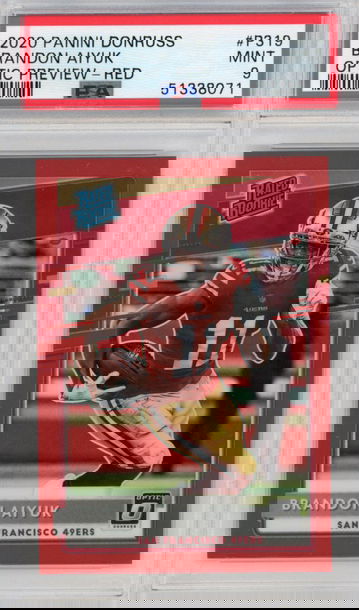 2020 panini donruss brandon aiyuk optic preview red /99 psa 9