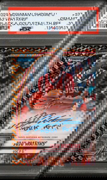 2024 Bowman Chrome University Autograph-Black & Gold Stealth Refractor Juju Watkins #37 /24 PSA 10