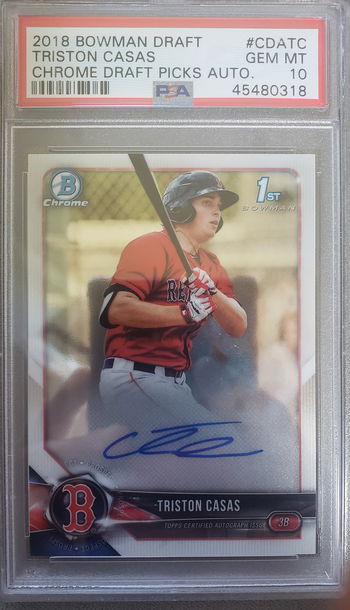 2018 BOWMAN CHROME TRISTON CASAS AUTO PSA 10